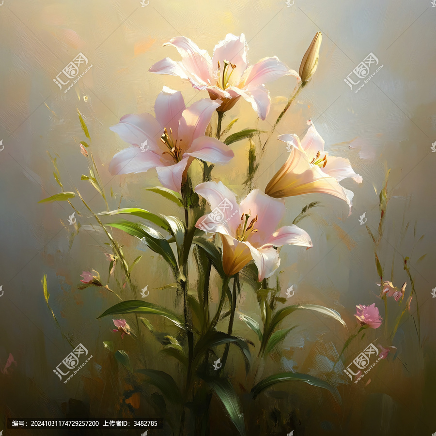 油畫花卉百合