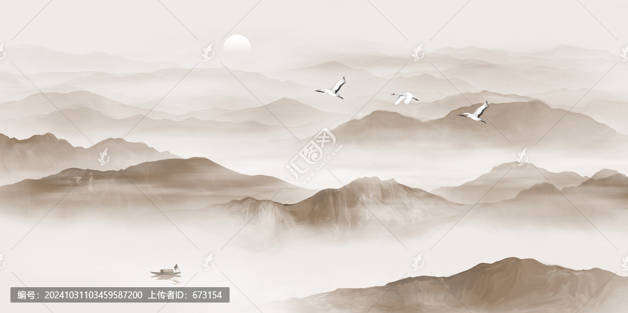 水墨山水背景墻