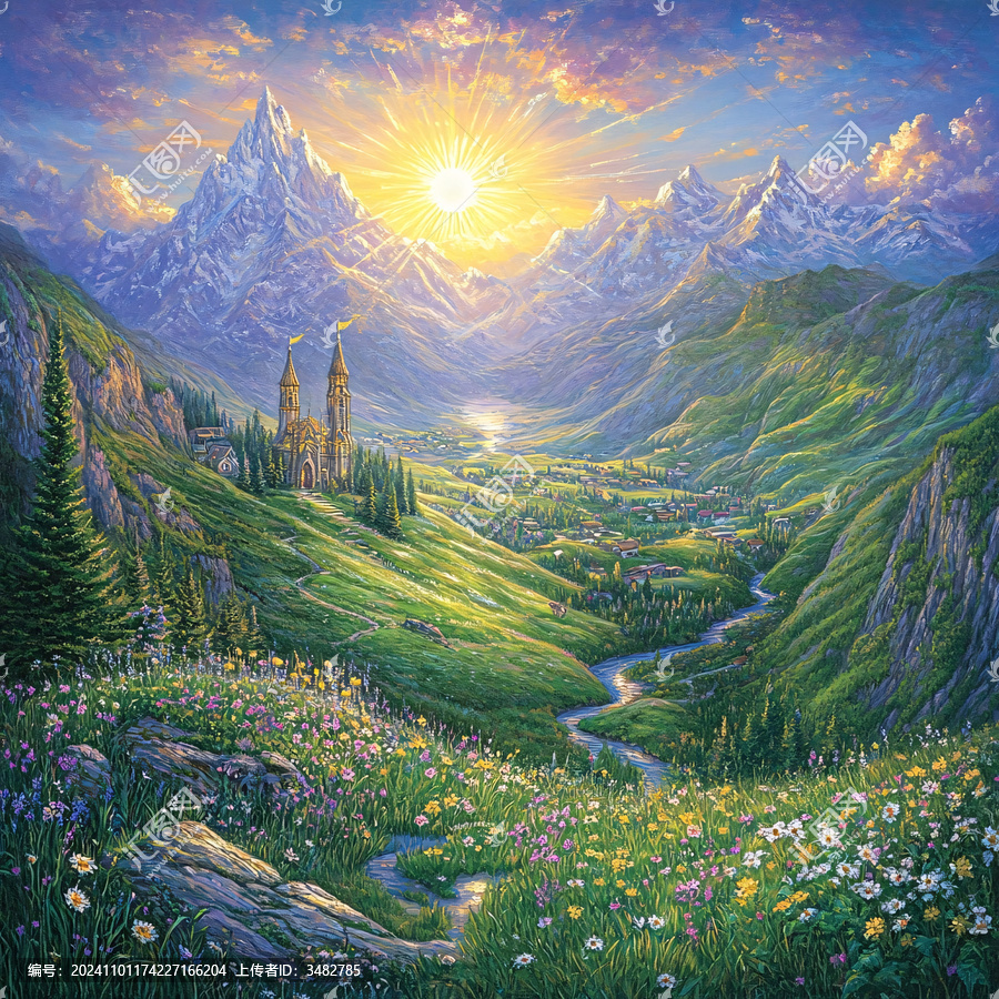 美麗風景油畫