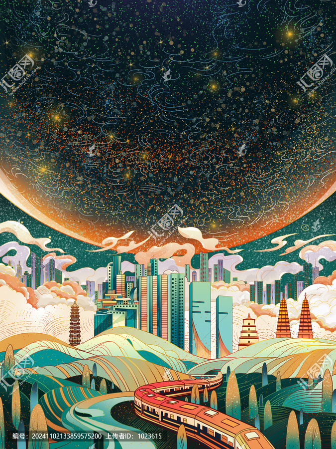 城市風(fēng)景主題插畫