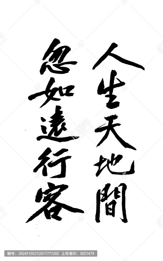 毛筆書法藝術(shù)字人生天地間