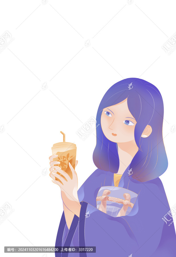 拿奶茶的女孩