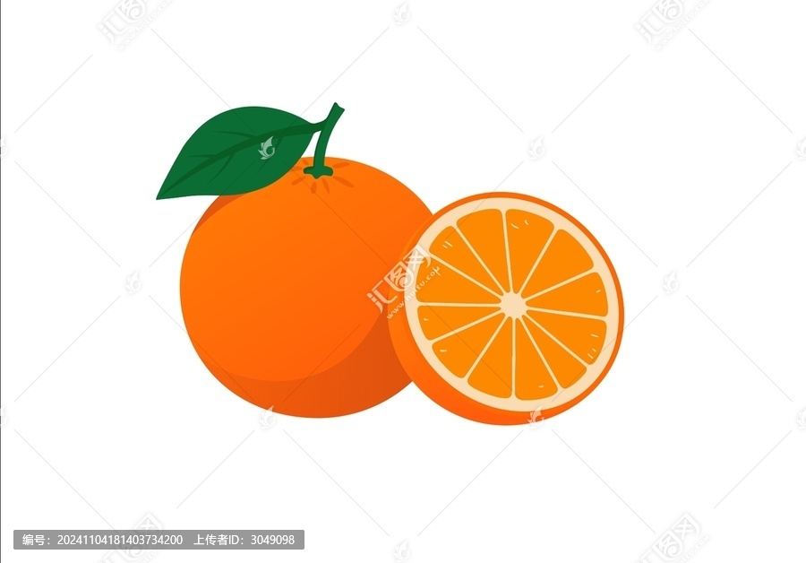 扁平矢量風(fēng)格橙子的插畫