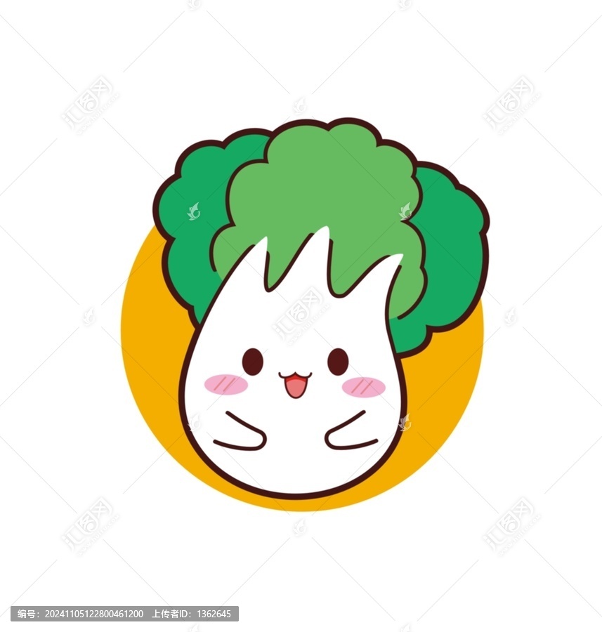 卡通可愛白菜頭像矢量圖