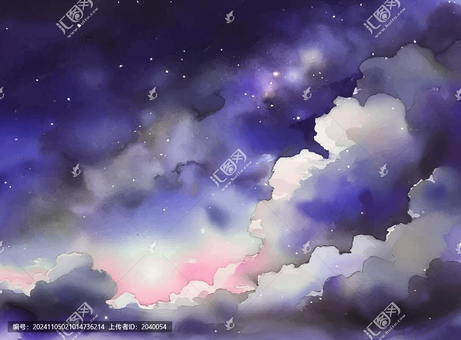 水彩星空水彩夜空