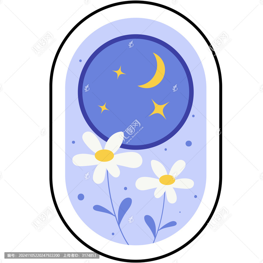 白色花朵插畫