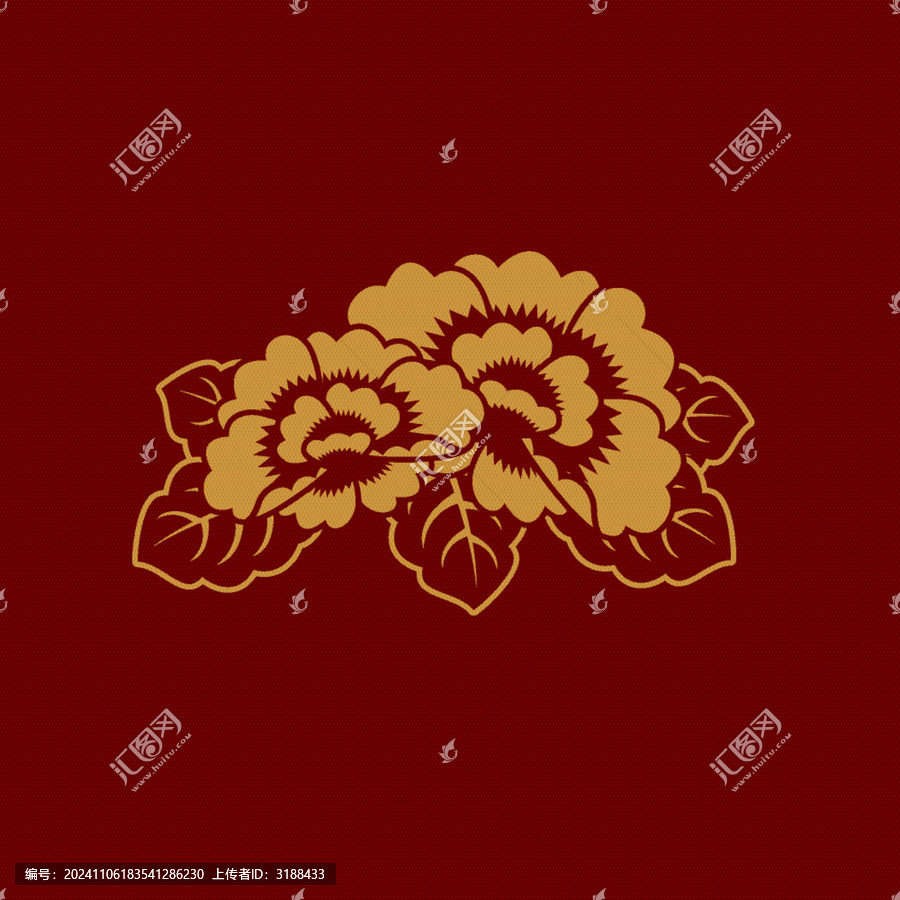 春節(jié)紅色喜慶牡丹剪紙