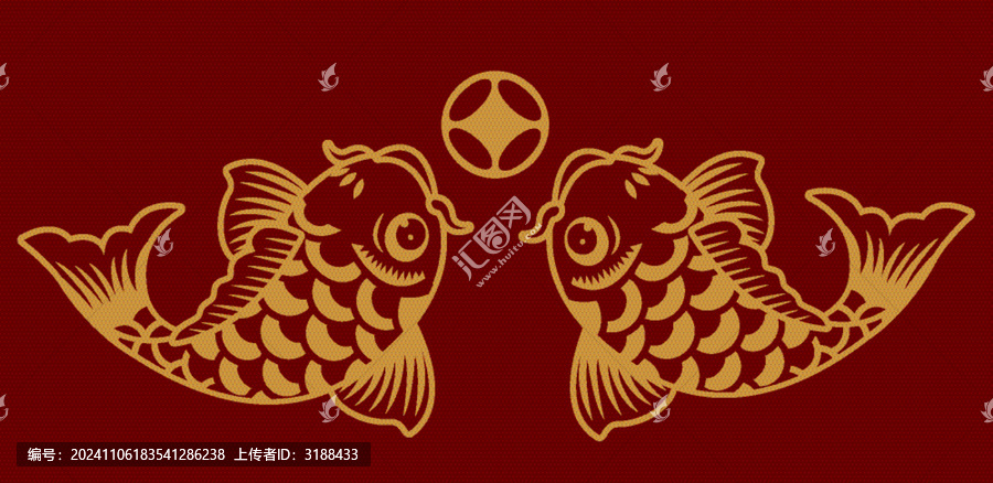 春節(jié)紅色喜慶錦鯉剪紙
