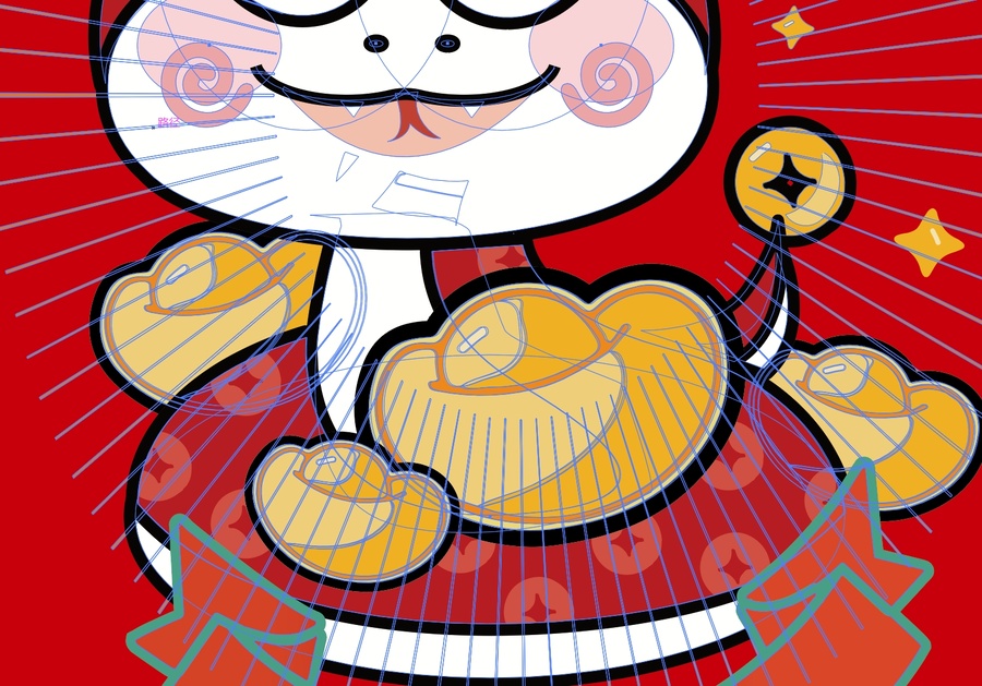 財神蛇寶娃娃抱金元寶祝賀新春