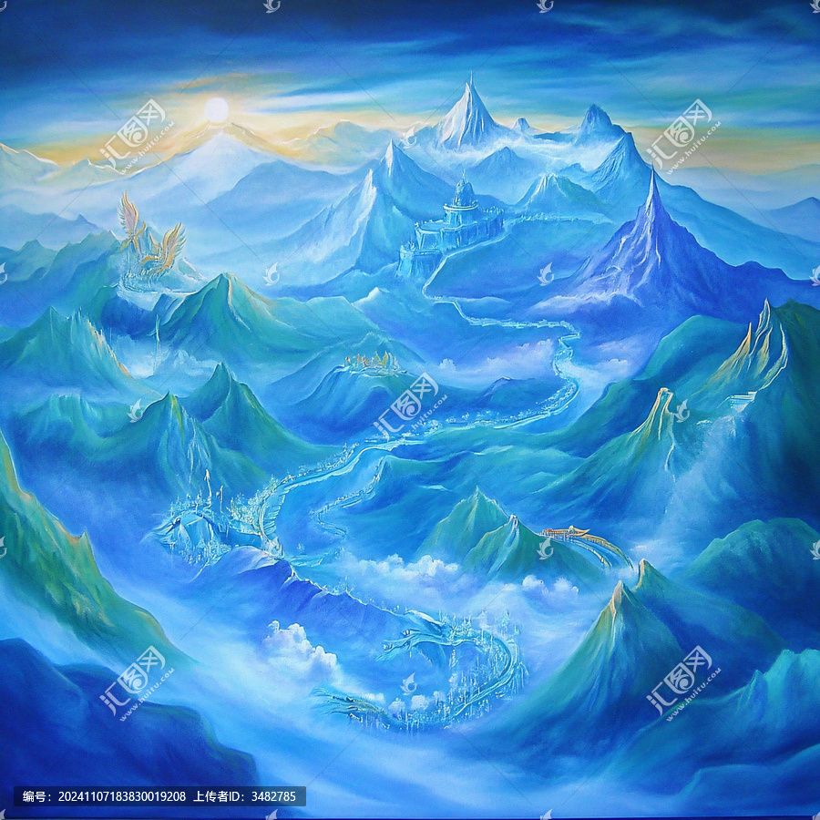 群山遠(yuǎn)山抽象錦繡山河