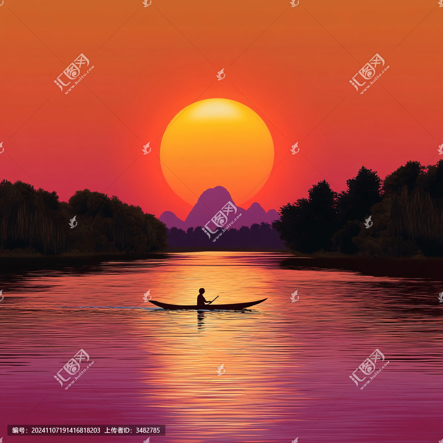 夕陽泛舟