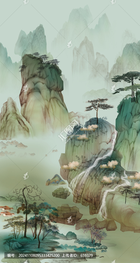 中式玄關(guān)山水裝飾畫掛畫