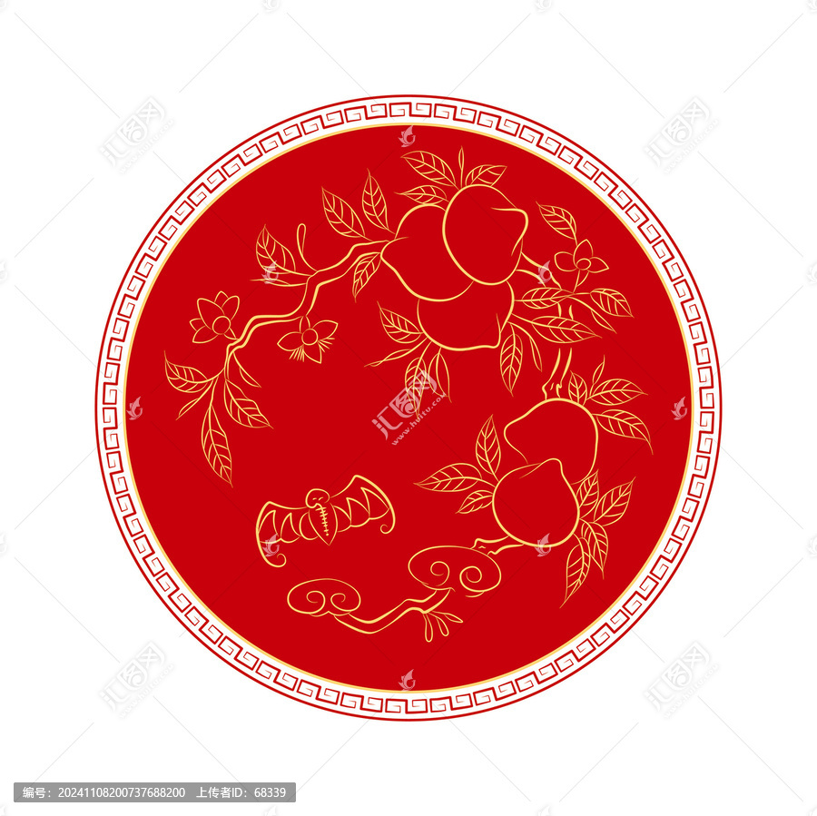 福壽桃子蝙蝠紋樣