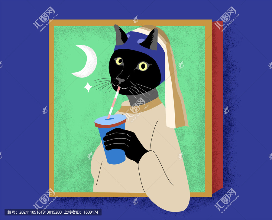 奶茶卡通貓