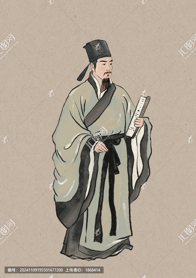 古代詩人文人名人水彩插畫