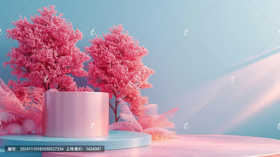 粉嫩花樹(shù)展示臺(tái)圖片