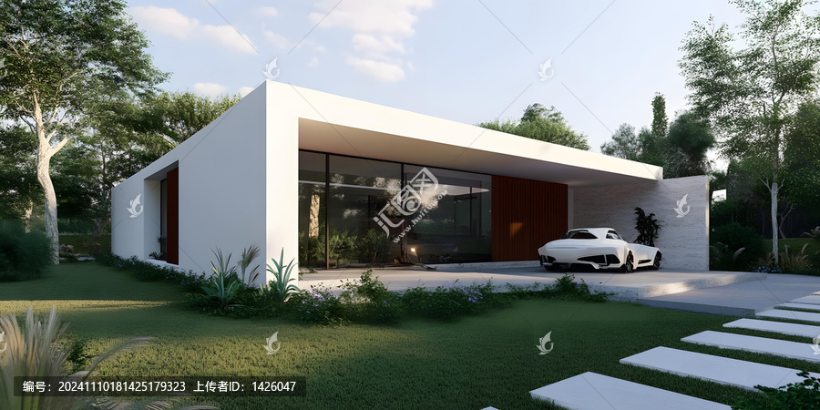 現(xiàn)代極簡主義住宅與車庫