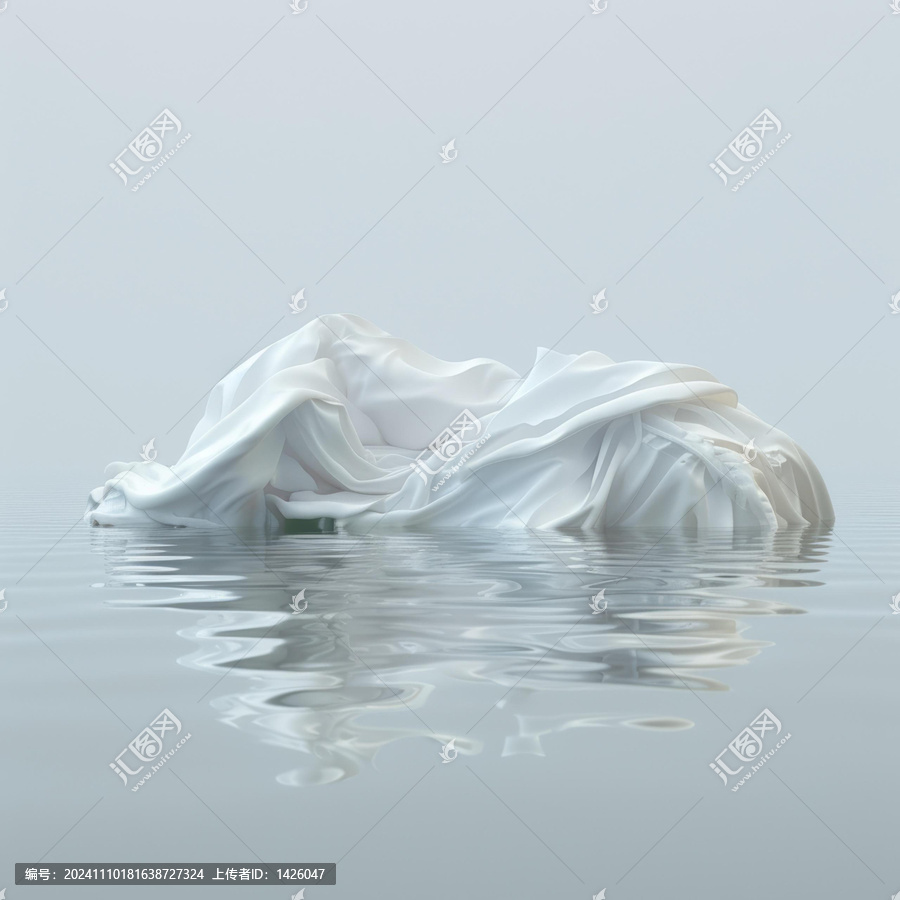 白色布料漂浮在水面上