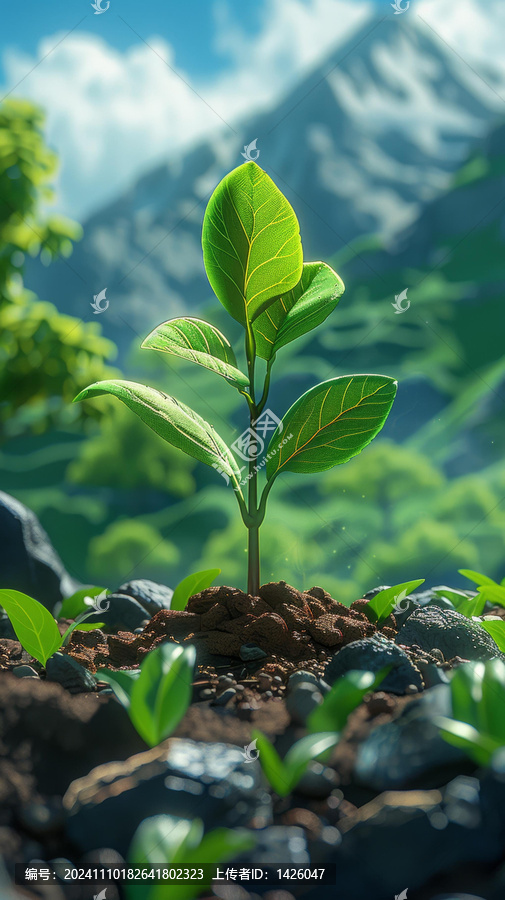 山腳下泥土里生長(zhǎng)的新芽