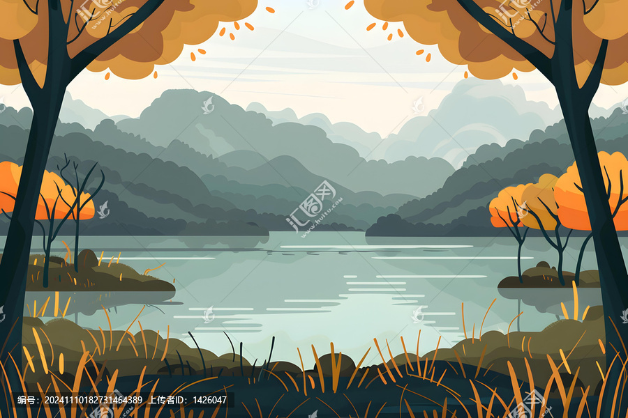 秋天的湖光山色