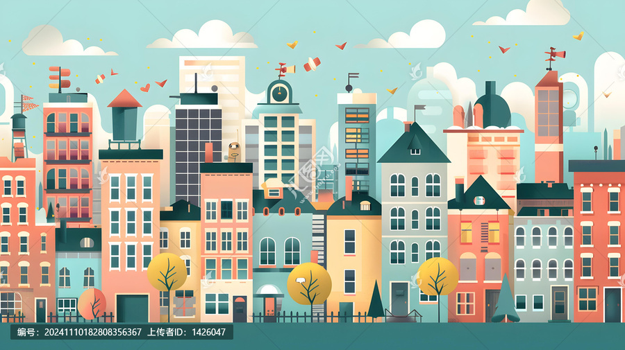 卡通城市建筑風(fēng)景
