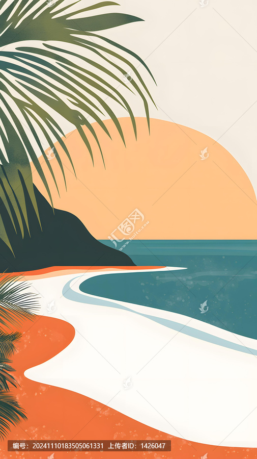 簡(jiǎn)約風(fēng)格海灘日落