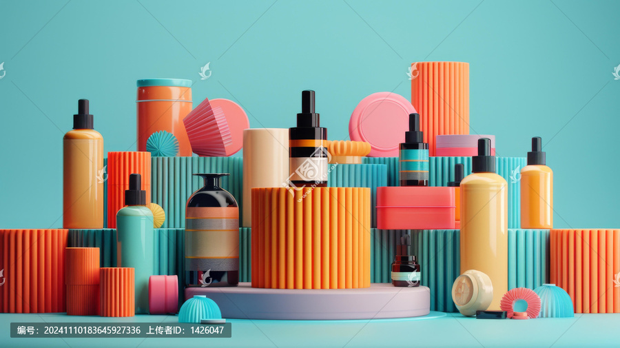 色彩繽紛的化妝品陳列