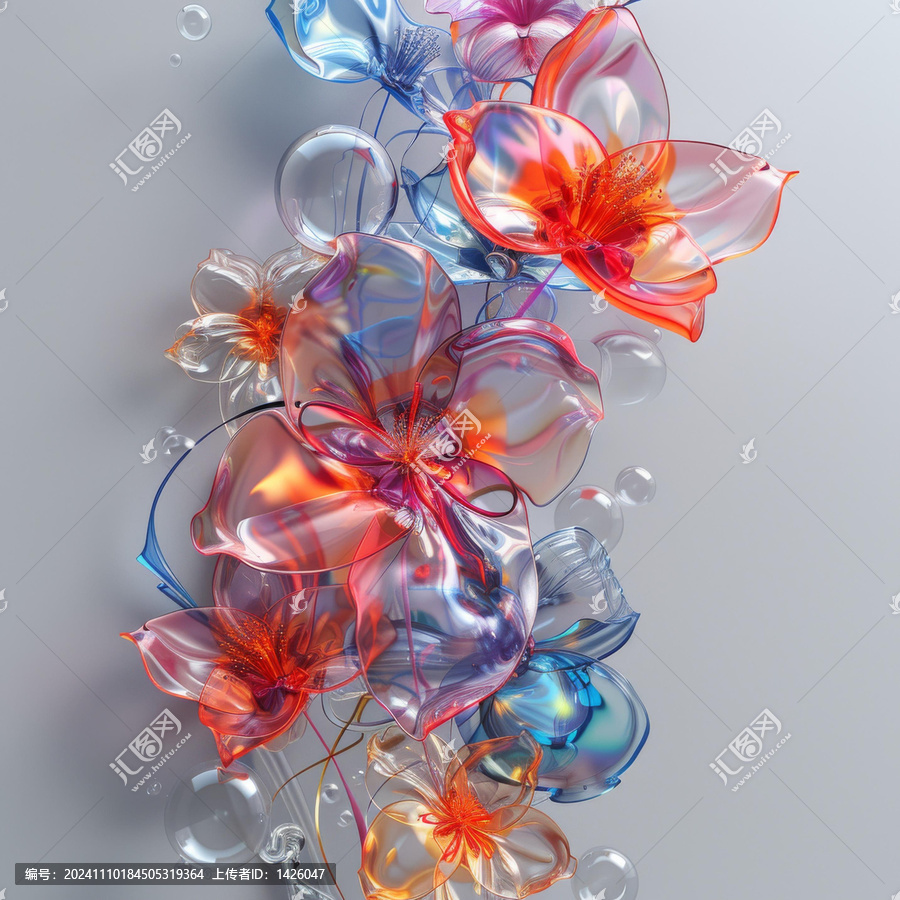 渲染的玻璃花朵