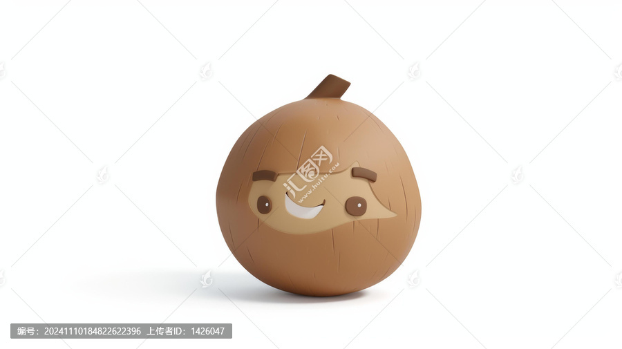 一個(gè)可愛(ài)的卡通椰子人物的渲染圖