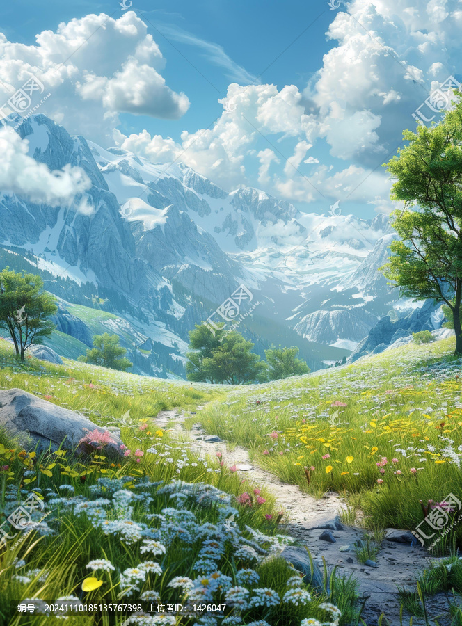 壯麗的阿爾卑斯山花草地