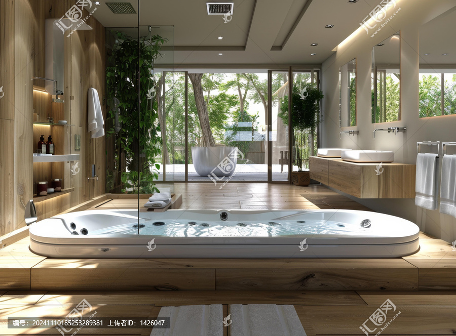 現(xiàn)代自然光浴室按摩浴缸