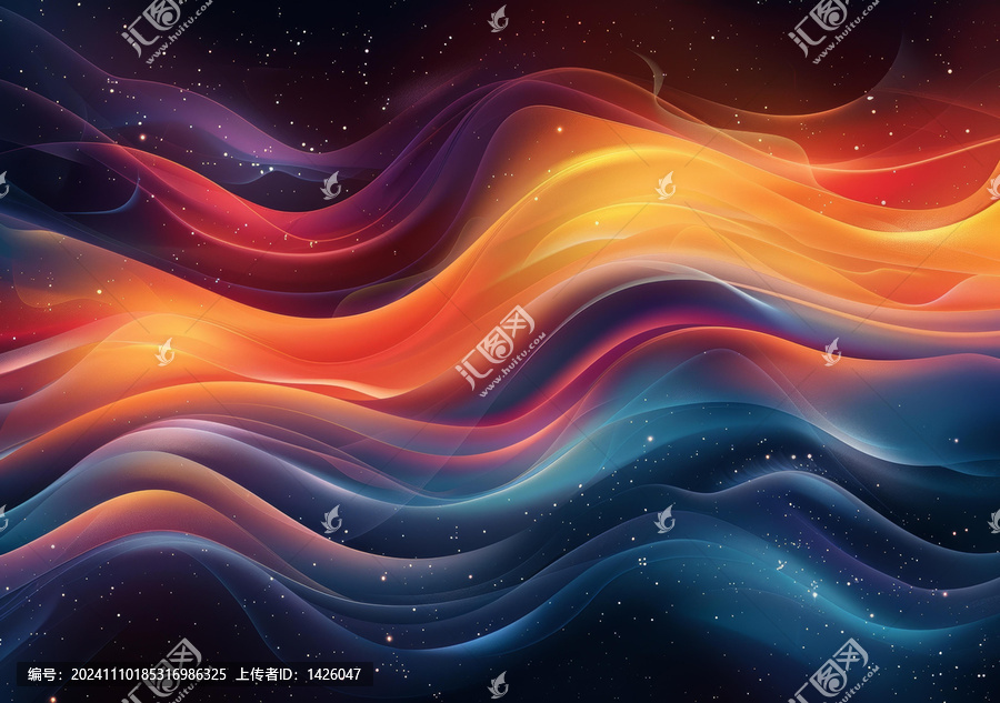 宇宙抽象色彩波紋圖