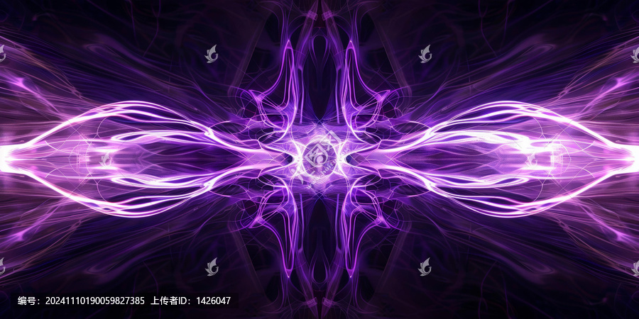 紫色抽象分形光曲線形成蝴蝶形狀