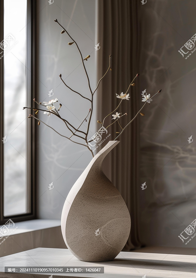 現(xiàn)代極簡(jiǎn)花瓶與綻放枝干