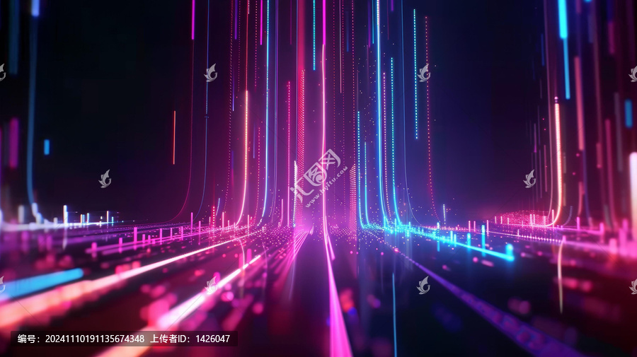 具有發(fā)光粒子光跡的抽象未來主義技術背景