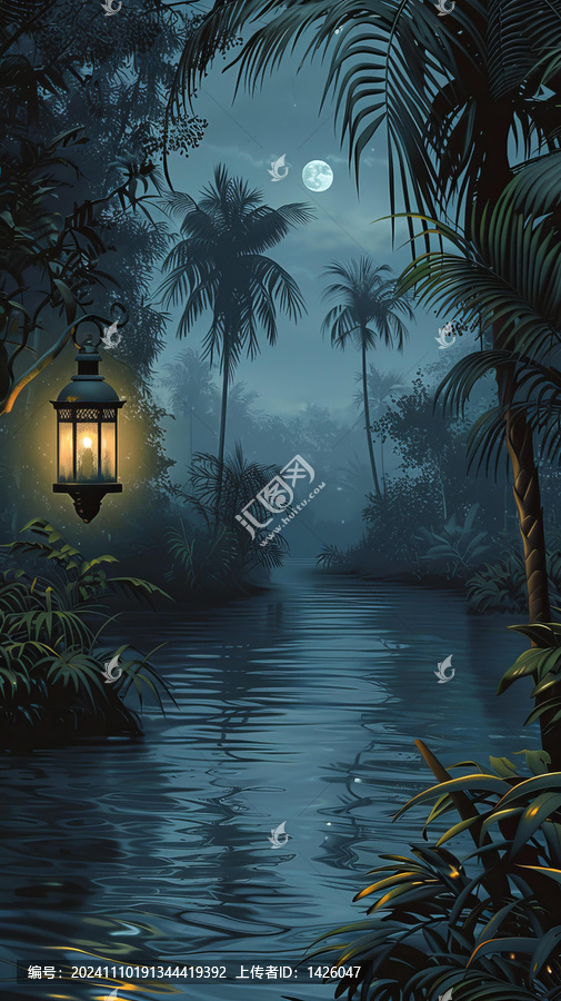 叢林夜色中的燈籠