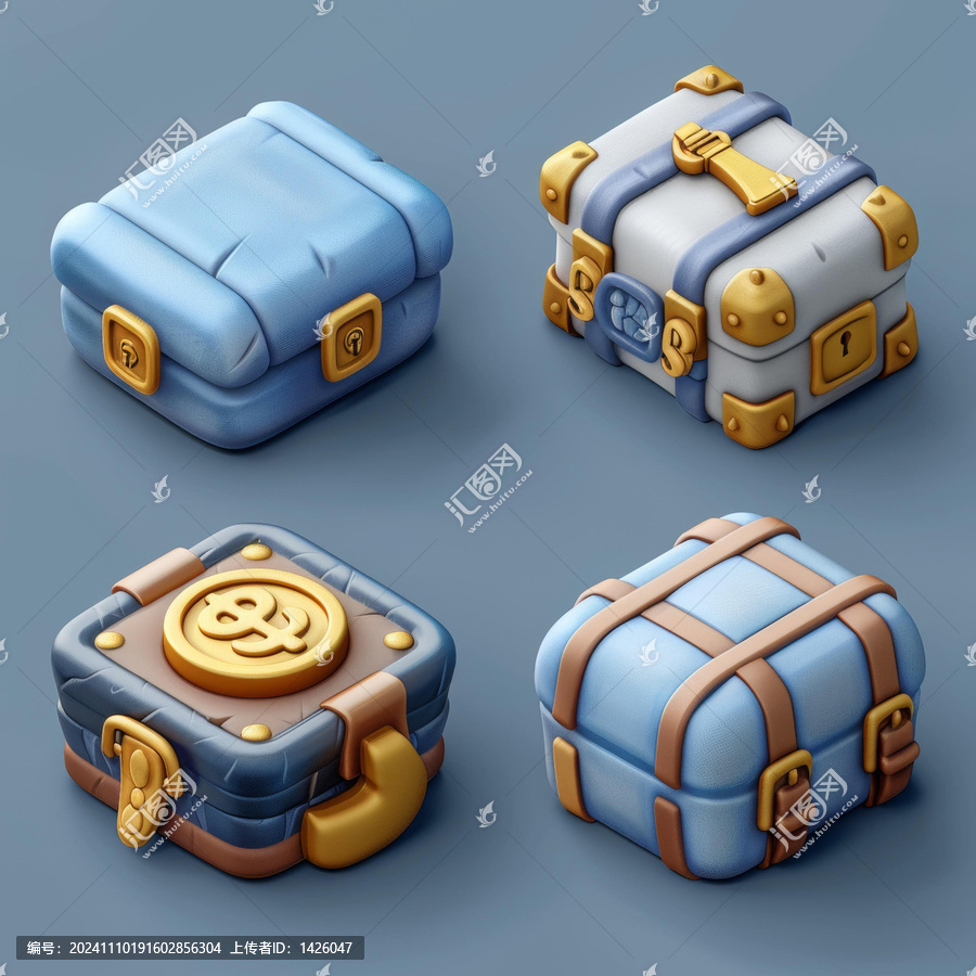 四個不同顏色的寶箱