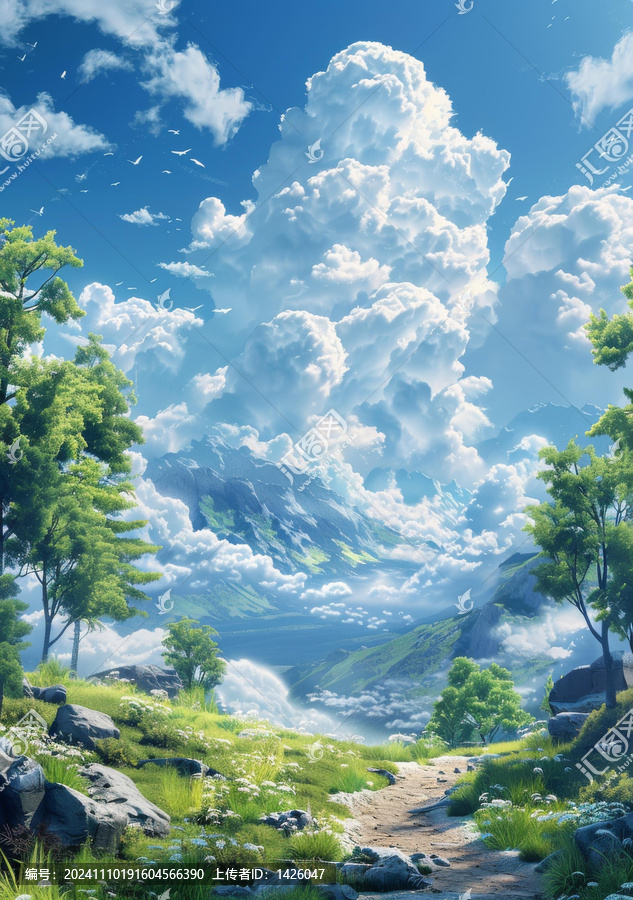 云霧繚繞的山谷美景