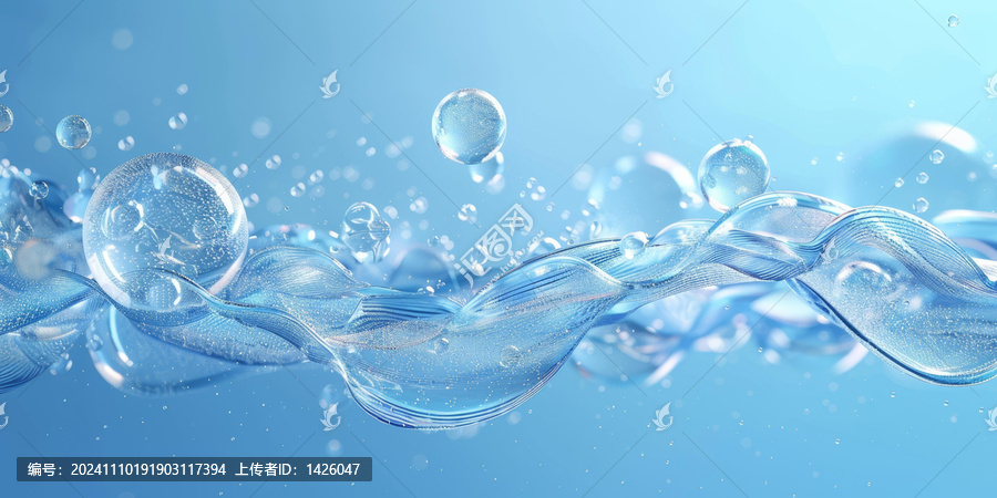 渲染的水面和氣泡