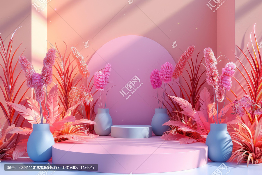 粉嫩花藝展臺(tái)