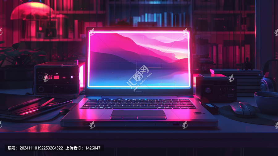 一張復古風格的筆記本電腦桌面的圖片