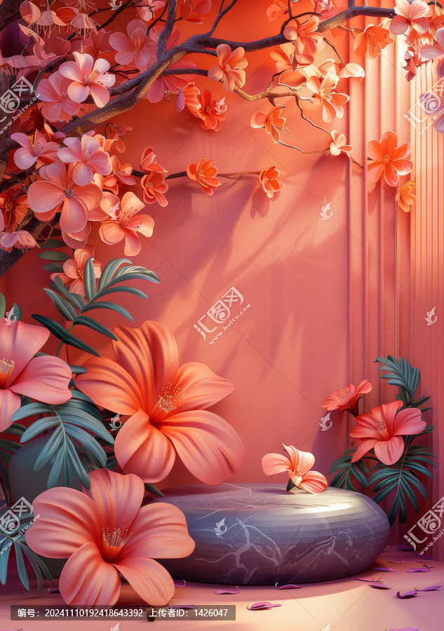 粉色花卉展臺(tái)設(shè)計(jì)