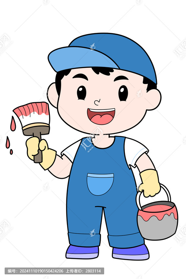 卡通油漆工男孩