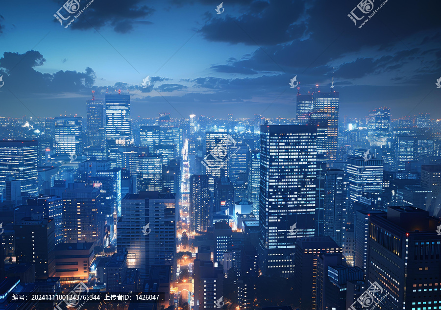 夜幕下的都市建筑美景