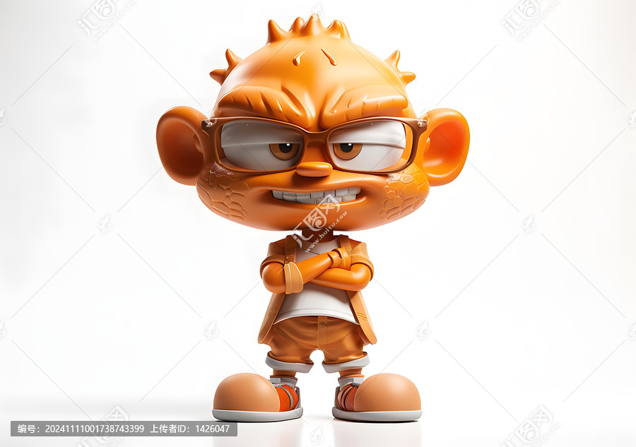 戴眼鏡的橙色卡通人物3D