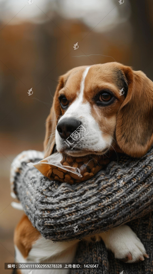 一個(gè)人抱著可愛(ài)的小獵犬