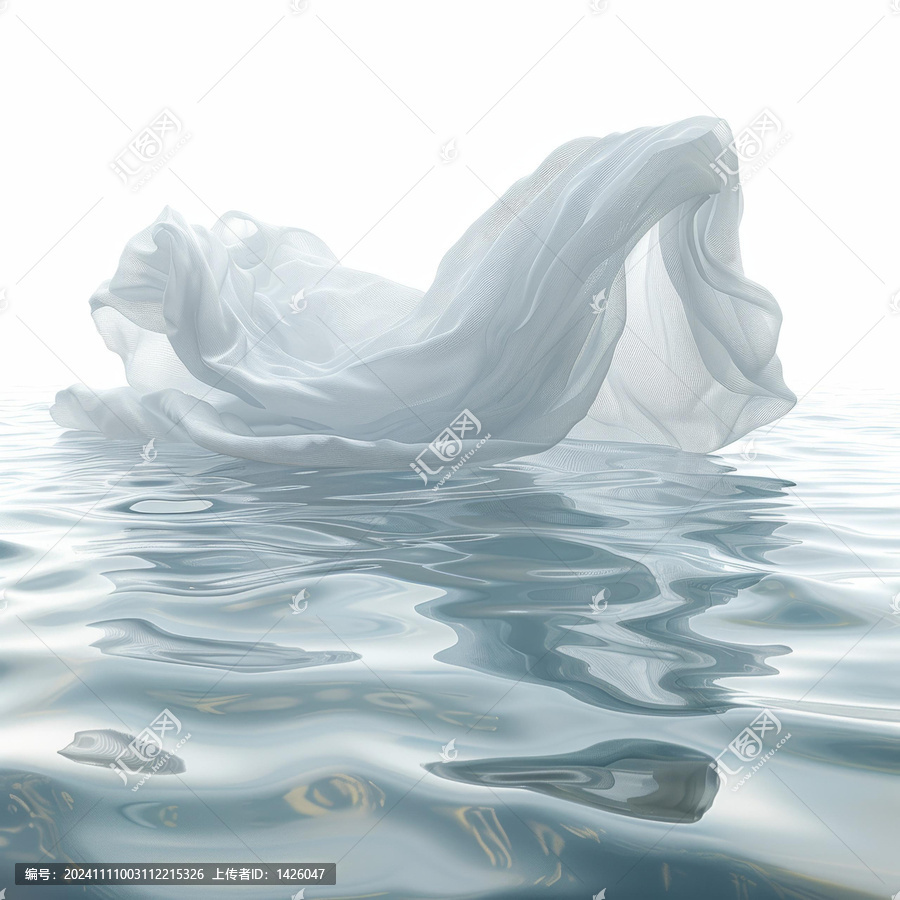 白色布料漂浮在水面上