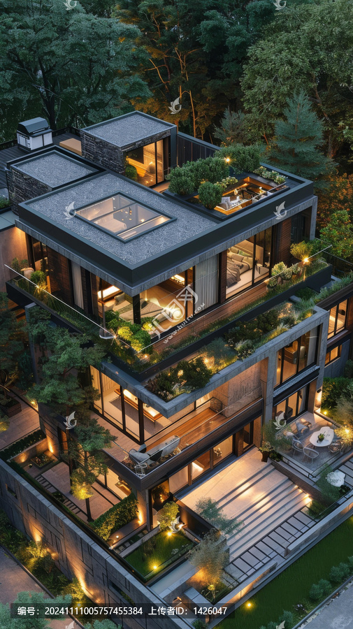 現(xiàn)代多層別墅綠色外墻建筑設計