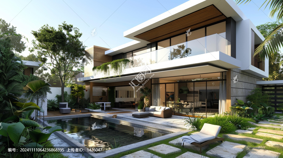 現(xiàn)代熱帶別墅外景設(shè)計(jì)圖