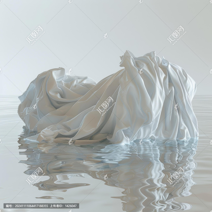 白色布料漂浮在水面上